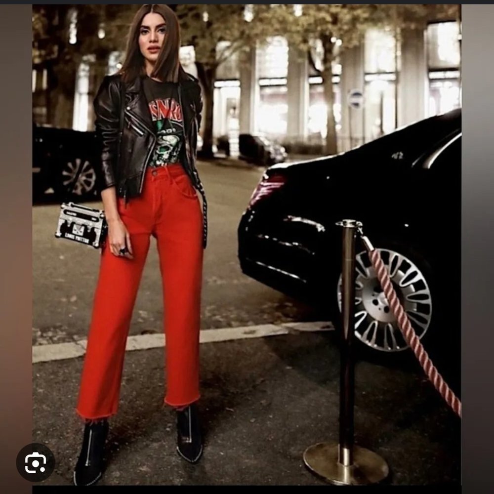 GRLFRND The Linda Crop Jeans in red, Size 29, NWOT
